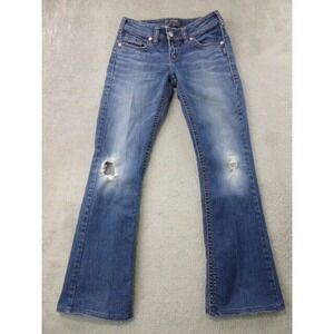 Silver Jeans Womens Aiko Sz 26x31‎ Mid Rise Boot Cut Medium Blue Wash Distressed